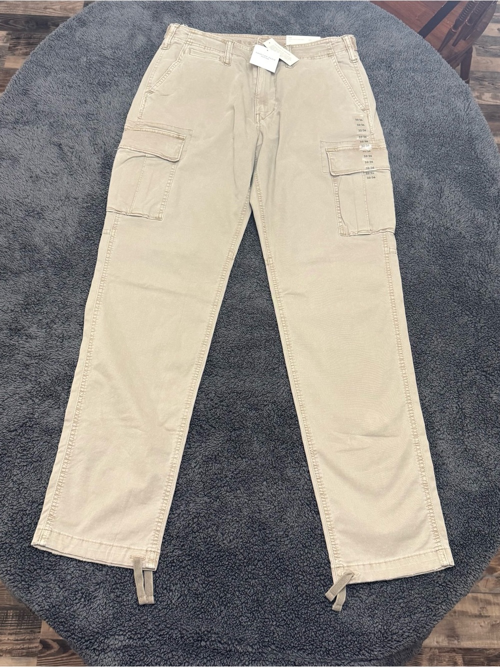 NWT American Eagle Mens Lived-In Cargo Flex Pants Khaki Straight Leg 32X36